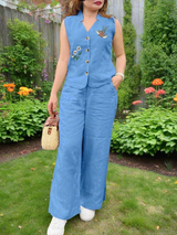 Utsaahit Trending Cotton Slub Sky Blue Cord Set