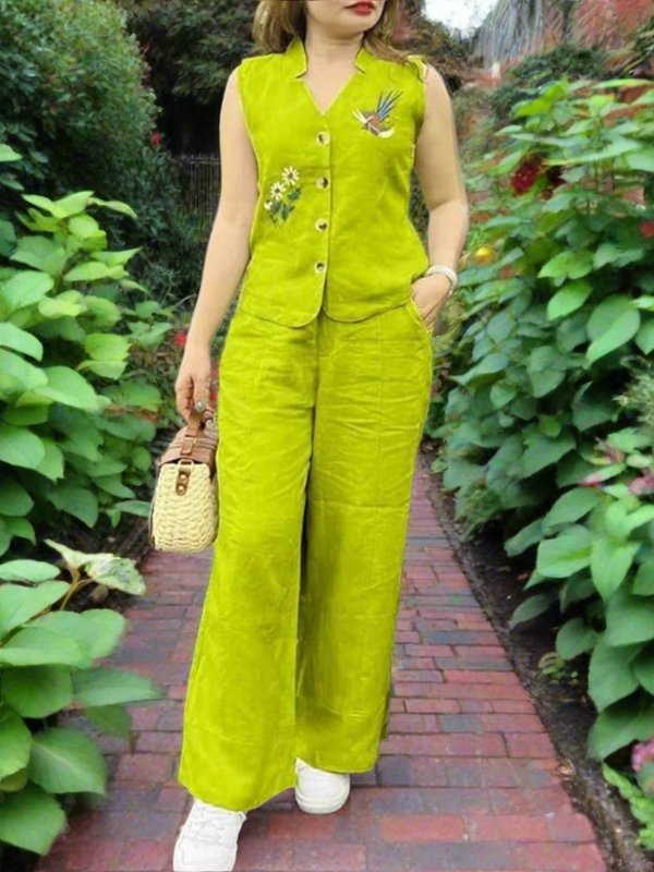 Utsaahit Trending Cotton Slub Green Cord Set