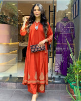 Utsaahit Elegant Foil-Printed Rayon Kurta with Matching Pants – Women's Ethnic Set