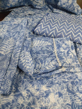Elegant Sky Blue Floral Suit with Dupatta