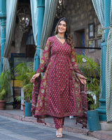 Utsaahit Festive Gathering Cotton Floral Printed Kurta Pant Dupatta Set