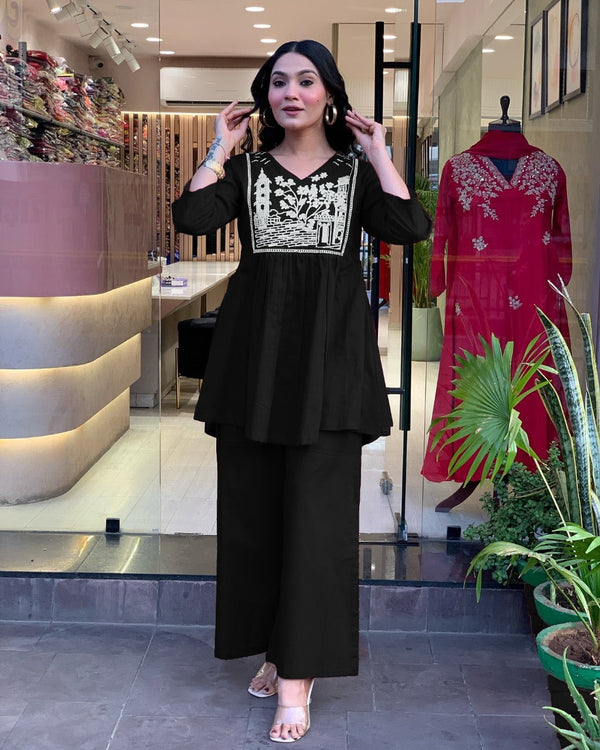 Elegant Black Embroidered Co-ord Set