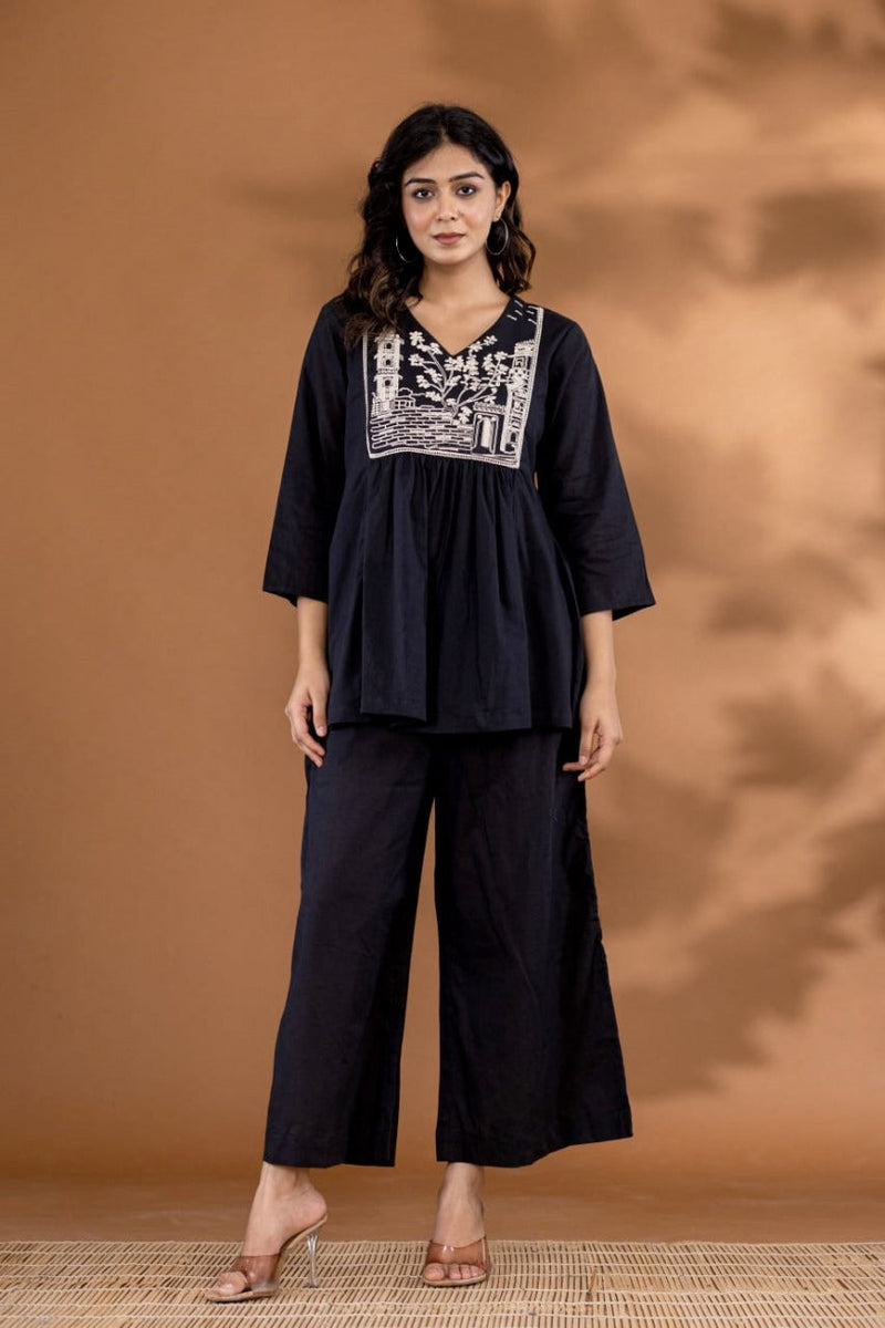 Elegant Black Embroidered Co-ord Set