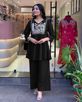 Elegant Black Embroidered Co-ord Set
