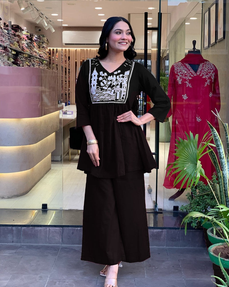 Elegant Black Embroidered Co-ord Set
